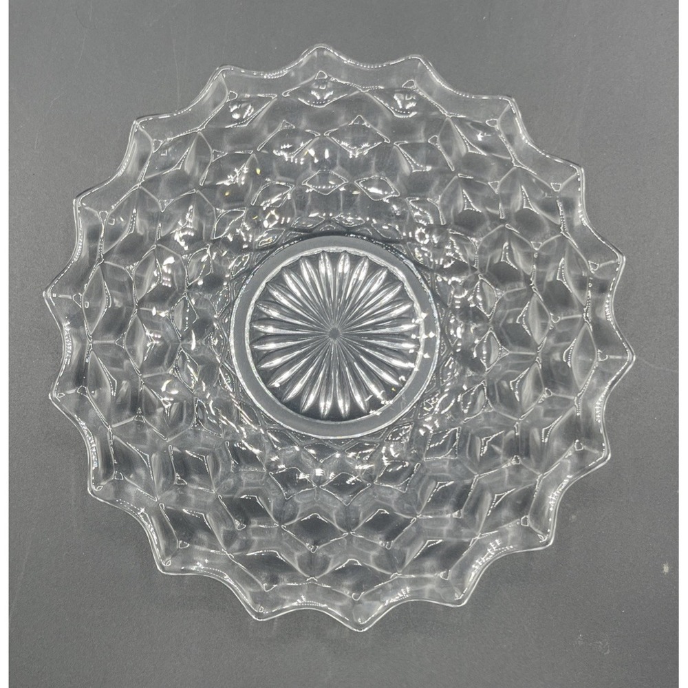 Vintage Glass Fostoria AMERICAN Pattern 8" Salad/Dessert Plate Cubist - Set of 7